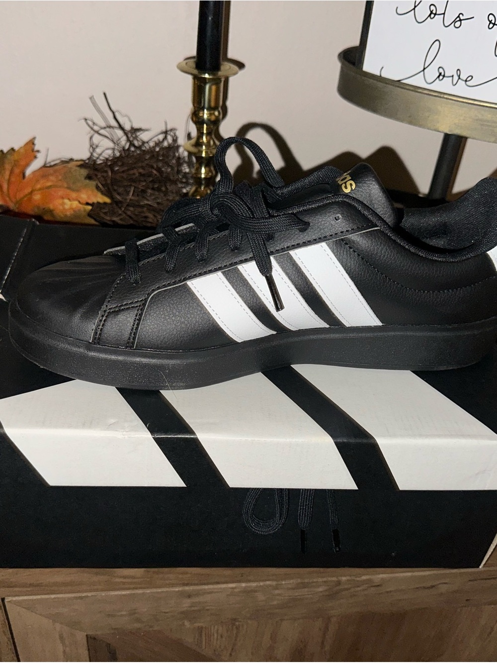adidas Black Sneakers with White Three-Stripes